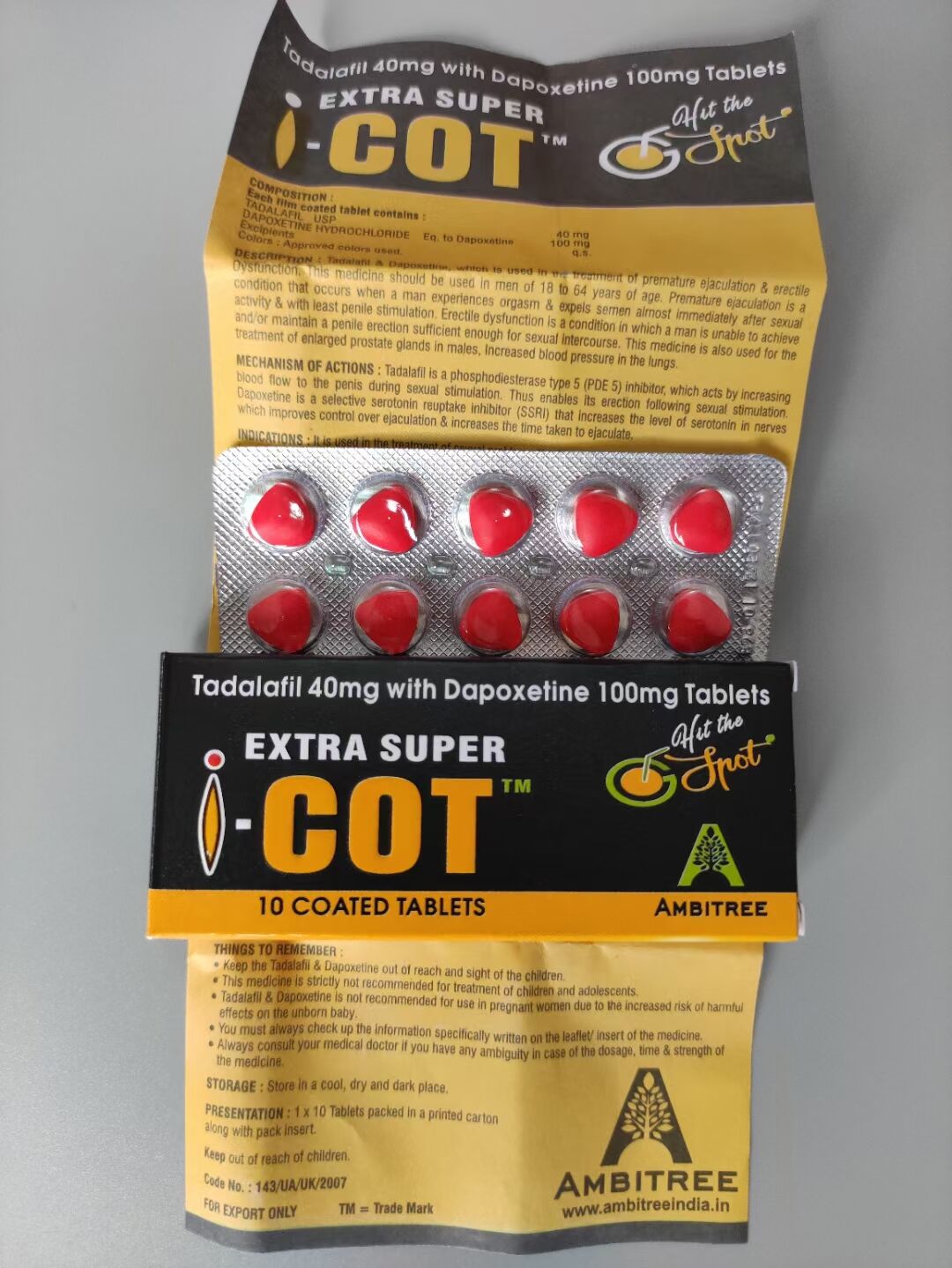 印度紅魔|EXTRA SUPER I-COT|犀利士雙效片|延時助勃首選|提升男性性能力|10粒/盒